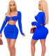Autumn Party Two Piece Sexy Lace Up Crop Top and Mini Skirt Set