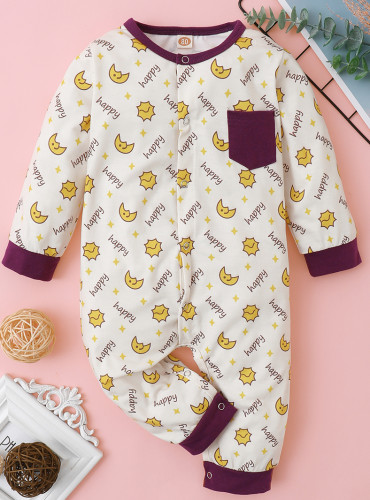 Baby Boy Autunno Stampa Button Up Pagliaccetti