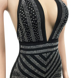 Occassional Sexy Backless Halter Black Evening Dress