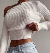 Herbst Sexy One Shoulder Short Sweater
