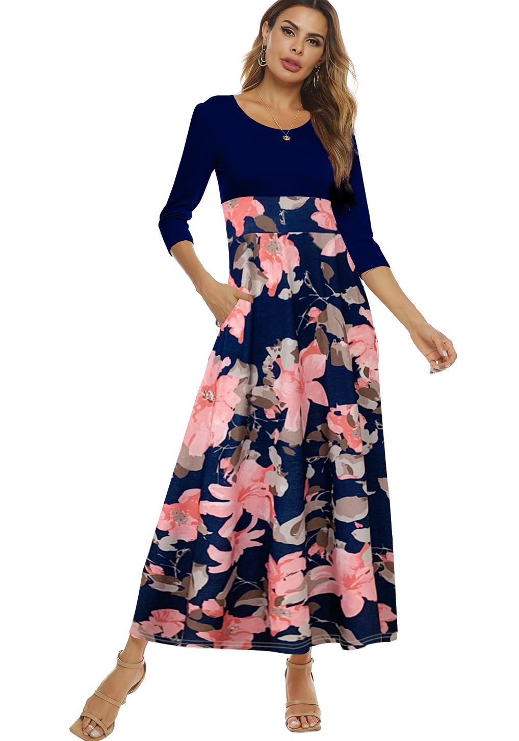 Wholesale Autumn High Waist Floral Long Maxi Dress | Global Lover