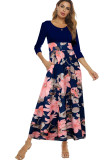 Autumn High Waist Floral Long Maxi Dress