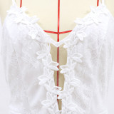 Summer White Lace Side Slit Strap Mermaid Evening Dress