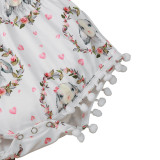 Baby Girl Summer Sleeveless Print Rompers with Matching Headband