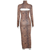 Spring Party Sexy Leopard Midi Dress