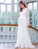 Spring Pregenant Bridal White Lace Long Wedding Dress