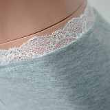 Spring Grey Lace Patch Bra and Pants, Cardigans Matching Set