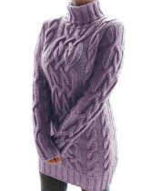 Maglione lungo pullover dolcevita invernale