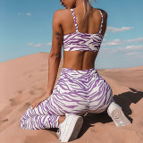 Summer Sports Yoga Zebra Bra and High Waist Legging Set