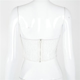 Party Sexy White Strapless Slim Waist Party Top