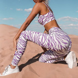 Summer Sports Yoga Zebra Bra and High Waist Legging Set