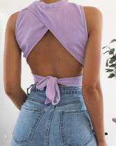 Summer Sexy Knitting Crop Top with Twist Back