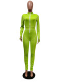 Spring Sexy Zipped Stached Bodycon Jumpsuit