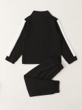 Kids Boy Spring Print Black Sweatsuit