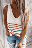Summer Knitting Stripes V-Neck Tank Top