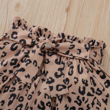 Baby Girl Summer Black Crop Top and Leopard Skirt Set