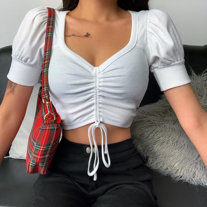 crop top with strings around waist