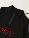 Kids Boy Spring Print Black Sweatsuit