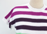 Summer Knitting Stripes O-Neck Shirt