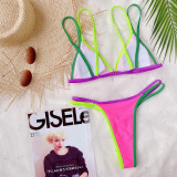 Two-Piece Sexy Thong Swimwear with Contrast Trims