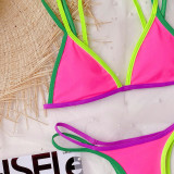 Two-Piece Sexy Thong Swimwear with Contrast Trims
