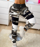 Spring Casual Camou Print Patch Sweatpants