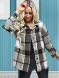 Spring Button Up Plaid Print Jacket