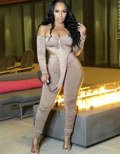 Party Solid Color Sexy Ruched Crop Top and Pants Matching Set