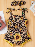 Baby Girl Summer Leopard Print Rompers with Matching Headband