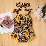 Baby Girl Summer Leopard Print Rompers with Matching Headband