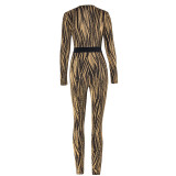 Party Gold and Brown Sequins Deep-V Bodycon Jumpsuit