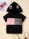 Kids Girl Summer Print Black Hoody Sweatsuit