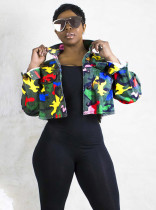 Africa Camou Print Button Up Kurze Jacke