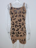 Stay Home Summer Knitting Leopard Strap Vest and Shorts Lounge Set