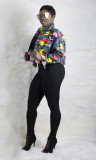 Africa Camou Print Button Up Short Jacket