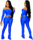 Party Sexy Strapless Crop Top and High Waist Pants Solid Matching Set