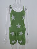 Stay Home Summer Knitting Stars Strap Vest and Shorts Lounge Set