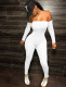 Party White Long Sleeve Strapless Bodycon Jumpsuit