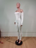 Party White Long Sleeve Strapless Bodycon Jumpsuit