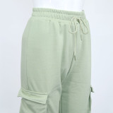 Casual Solid Color Drawstrings Pockets Sweatpants
