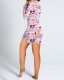 Cute Print Long Sleeve Lounge Rompers with Patch Butt