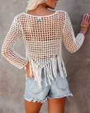 Summer Beach Crochet Tassels Cover Up Tops