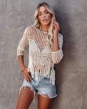 Summer Beach Crochet Tassels Cover Up Tops