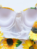 One Piece Short Sleeve Floral Swimwear