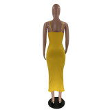 Summer Elegant Solid Color Irregular Strap Dress