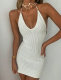 Summer Sexy White Knit Halter Mini Dress
