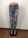 Summer Washed High Waist Ripped Jeans