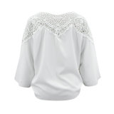 Spring Lace Upper O-Neck Loose Blouse