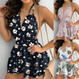 Summer Sexy Floral Halter Short Dress