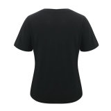Summer Black V-Neck Short Sleeve Regular Shirt